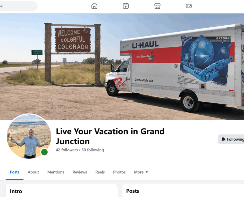 Facebook Business Page for Live Your Vacation in Grand Junction