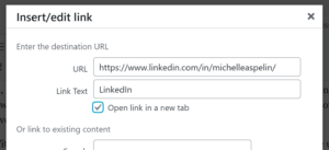 how to add a link in a wordpress website