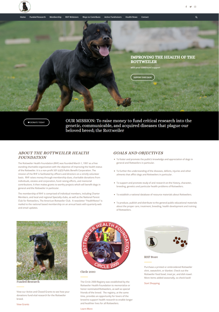 Rottweiler Health Foundation website