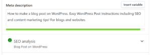 screenshot of Yoast SEO Analysis button