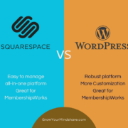 Squarespace vs WordPress for Membership Websites graphic with platform logos