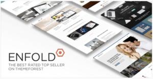Enfold WordPress Theme logo with demo sites in the background